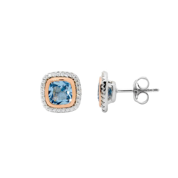 Blue Colour CZ Studs in Silver