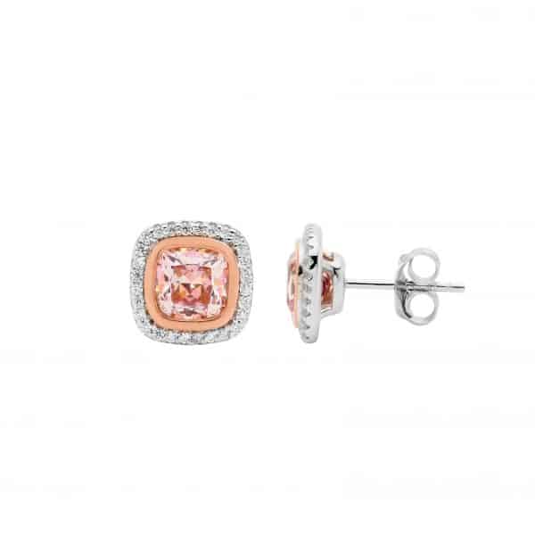 Morganite Colour CZ Studs in Silver