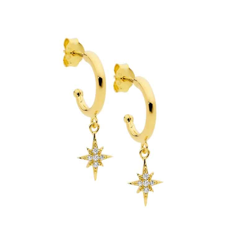 Star Light Hoop Earring Yellow Gold