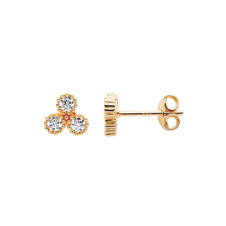Sterling Silver Trinity Stud Earrings Rose Gold