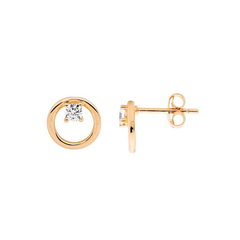 Sterling Silver Open Circle 9mm Stud Earrings Rose Gold