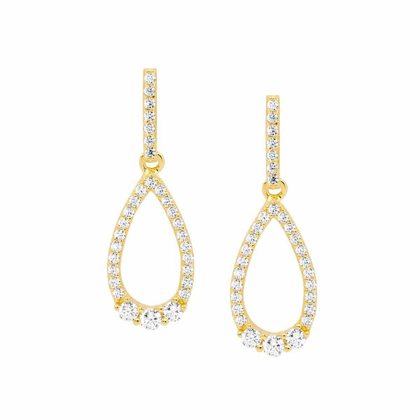 Gold Plated Sterling Silver CZ set Teardrop Necklace
