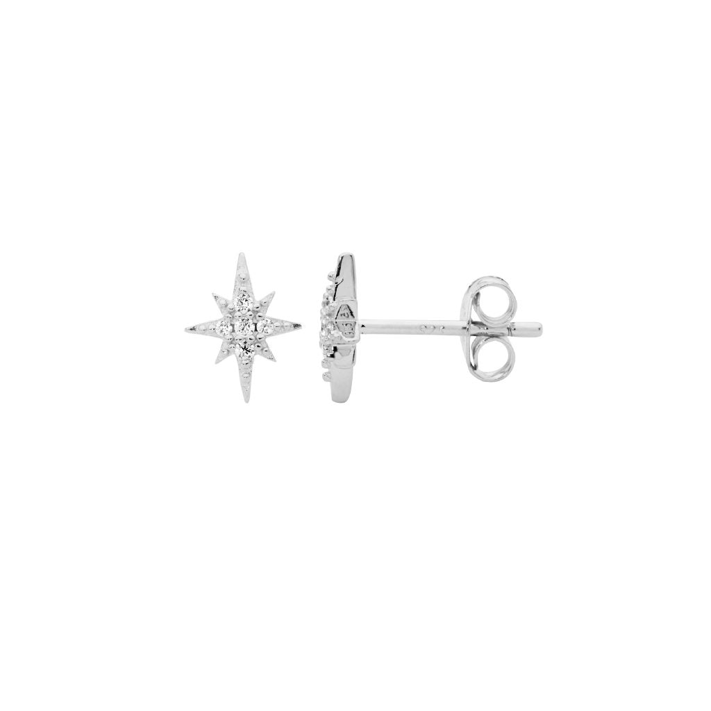 Sterling Silver Tiny Starlight Stud Earrings