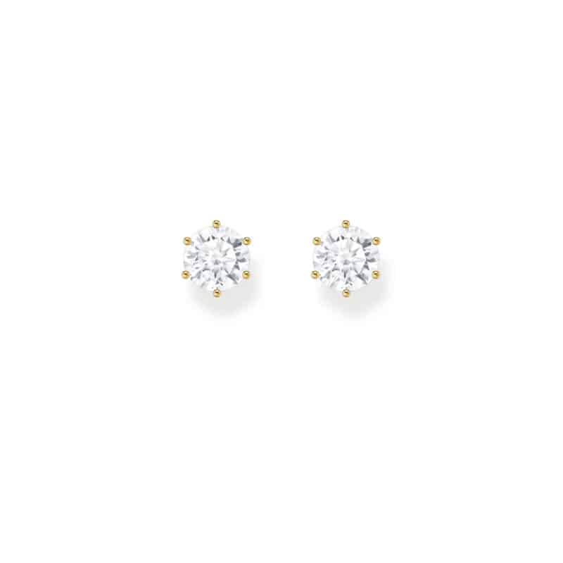 Ear Studs with 7 mm White Zirconia