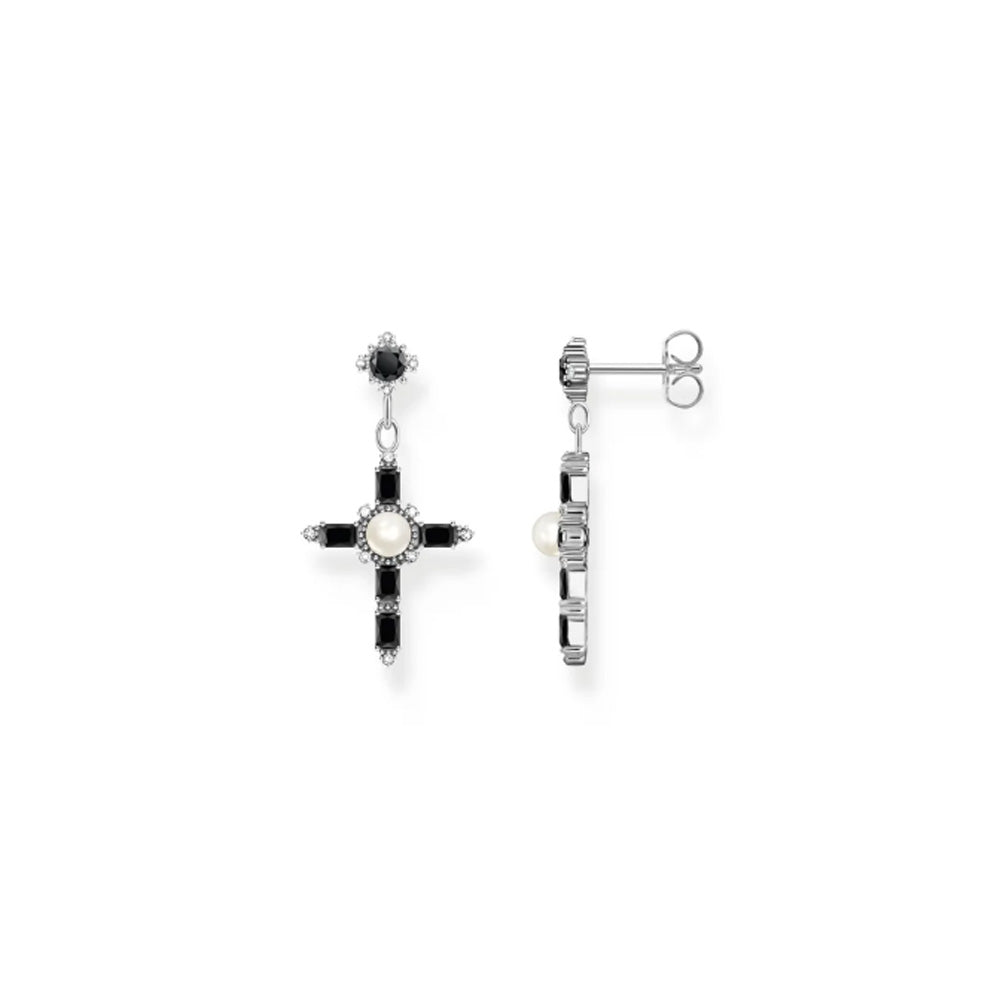 Romance Earrings Black Cross