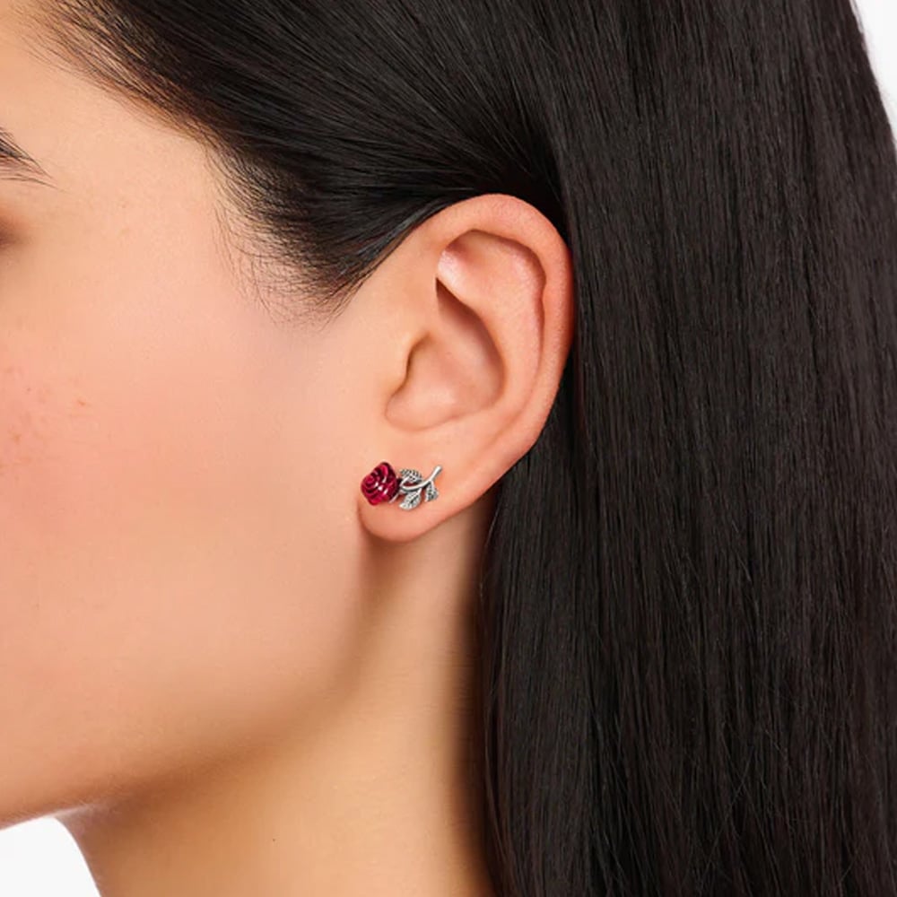 Romance Ear Studs Red Roses