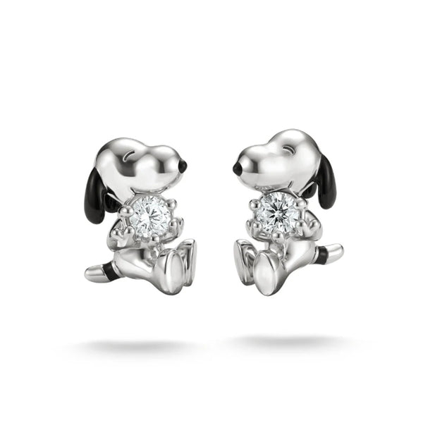 Snoopy Stud Earrings White Zirconia