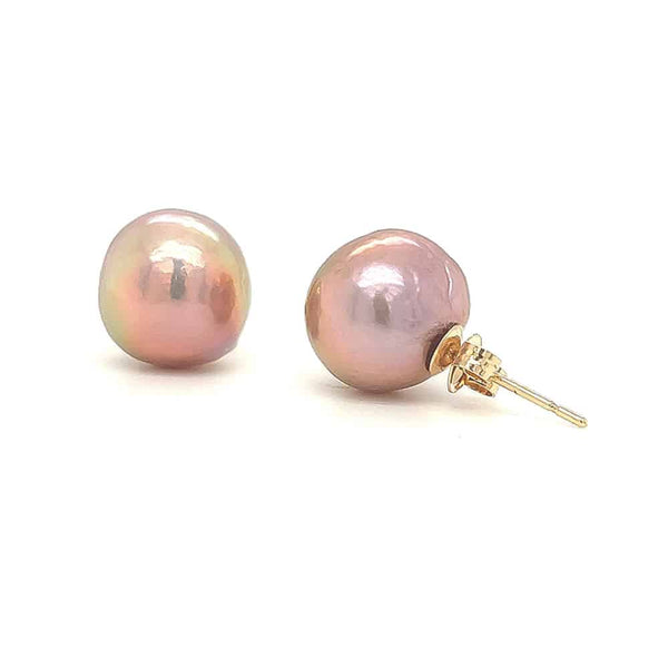 Lavender Colour Fresh Water Pearl 9K Stud Earrings