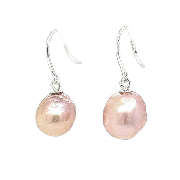 Lavender Colour Fresh Water Pearl Silver Earrings