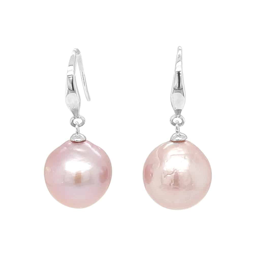 Lavender Fresh Water Pearl Silver Baroque Earrings