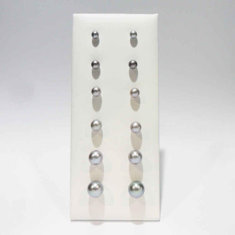 Grey Round Pearl Studs