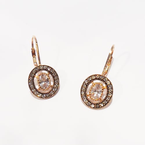 Rose Gold Plated Silver Crystal Oval Shape