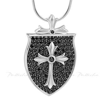 Large Sterling Silver Cross Shield Pendant