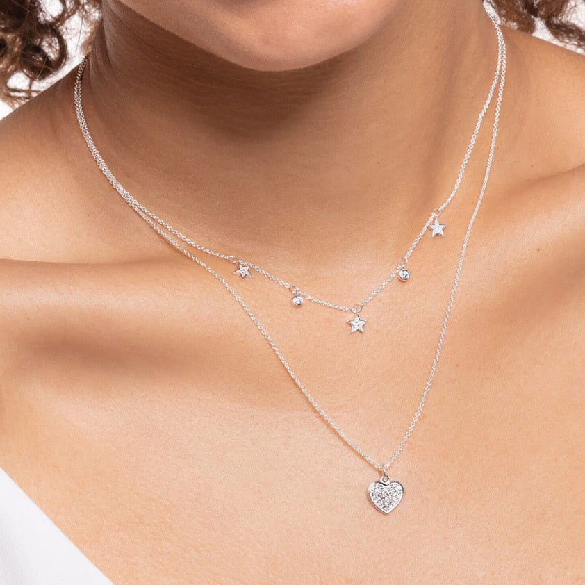 Charm Club Star Moon Cubic Zirconia Necklace