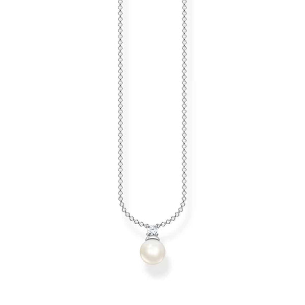 Silver CZ & Pearl Drop Necklace