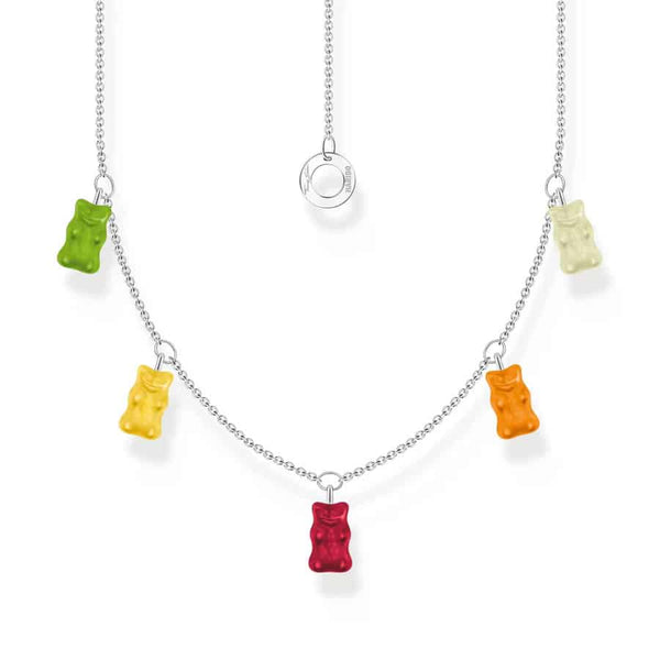 Silver Necklace with colourful Goldbears