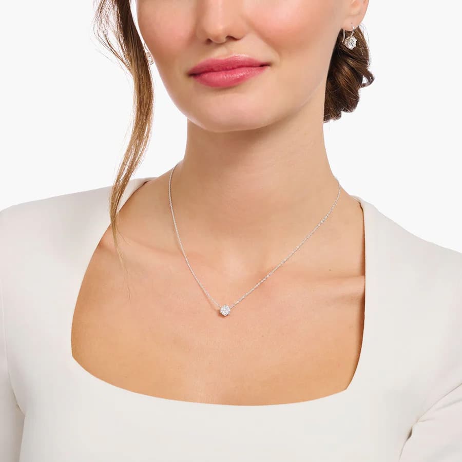 Necklace with White Zirconia Pendant