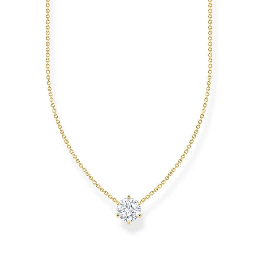 Necklace with White Zirconia Pendant Gold