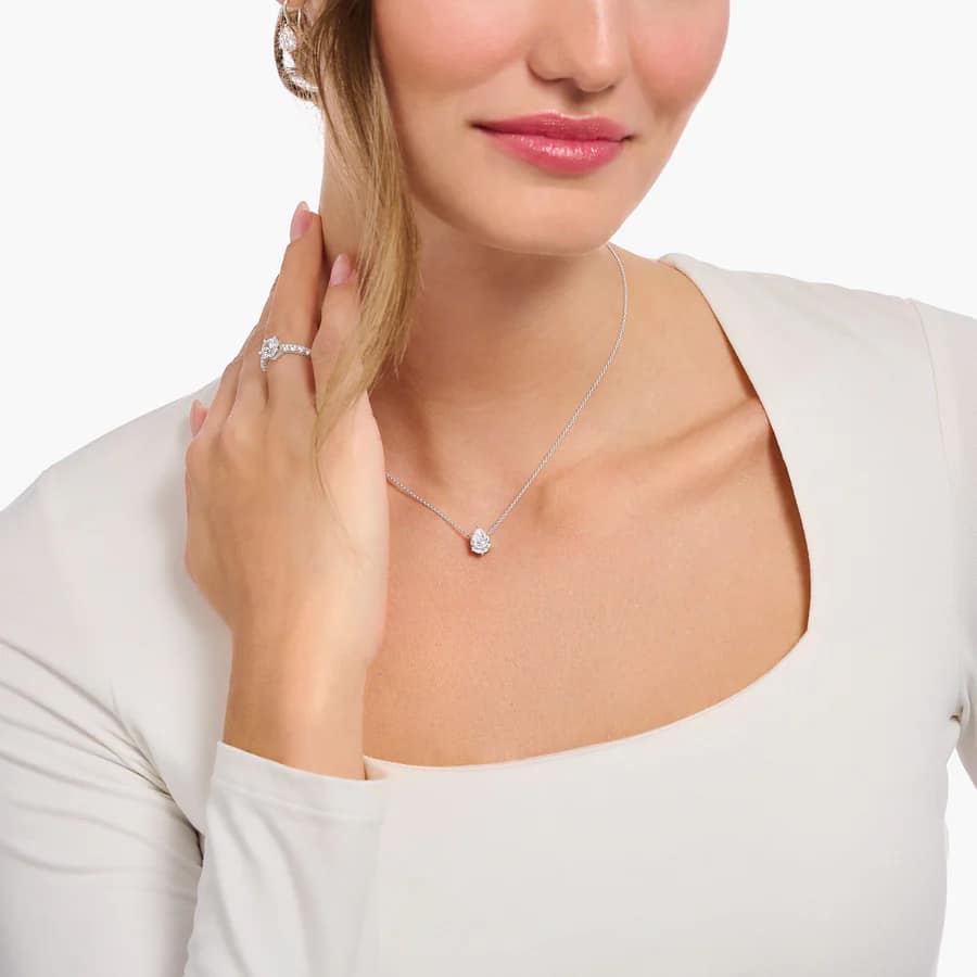 Necklace with Silver Drop-shaped Pendant