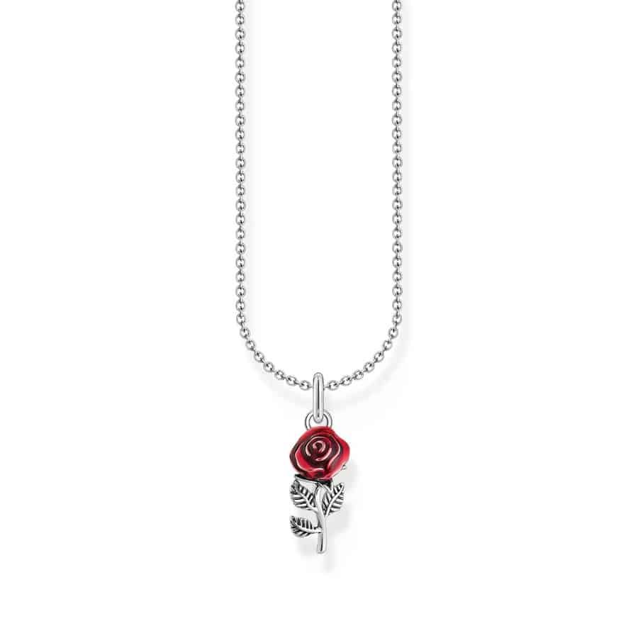 Necklace with Red Rose Pendant