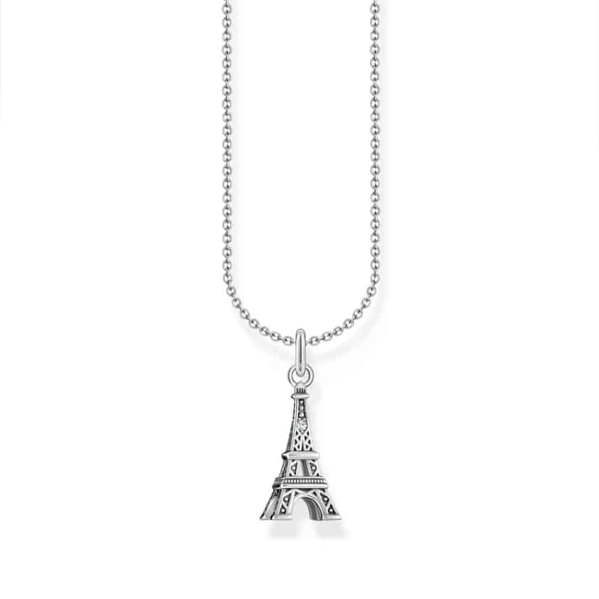 Necklace with Eiffel Tower pendant and zirconia