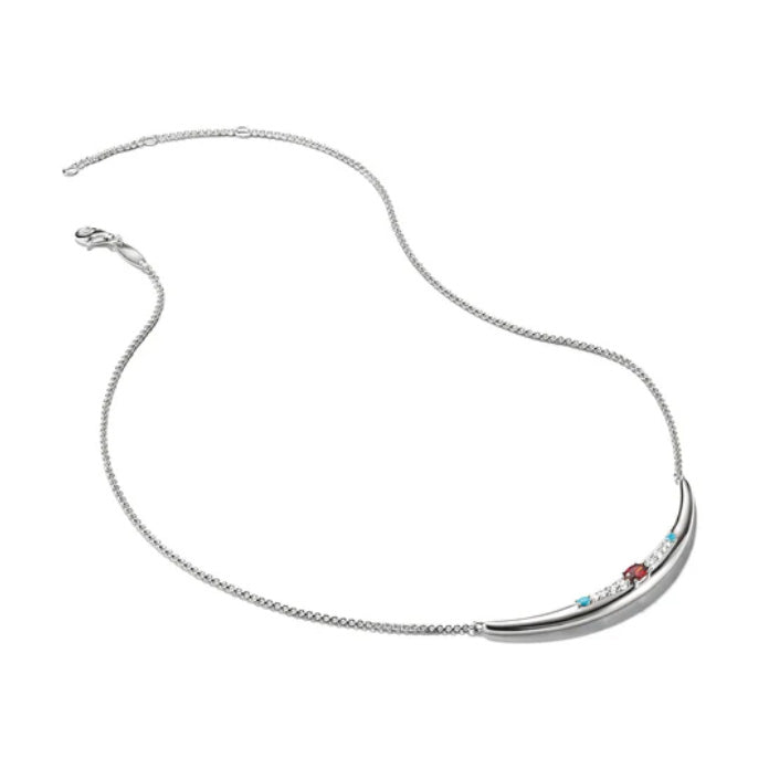 Half-Form Necklace with Red Zirconia Stone