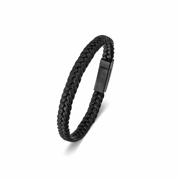 Black Leather Braid Bracelet