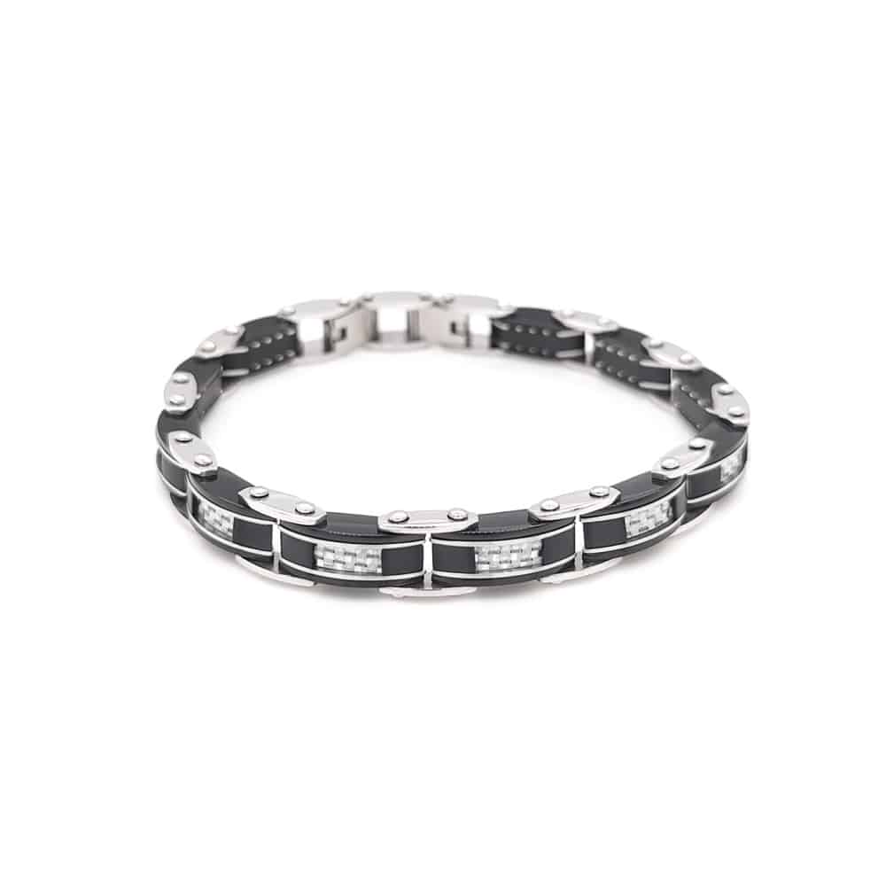 Double Side Reversible White Carbon Fibre Bracelet