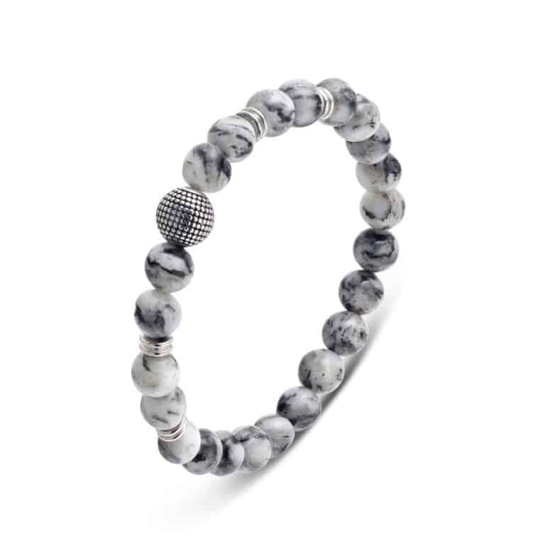 Jasper and Stainless Steel Beads Bracelet