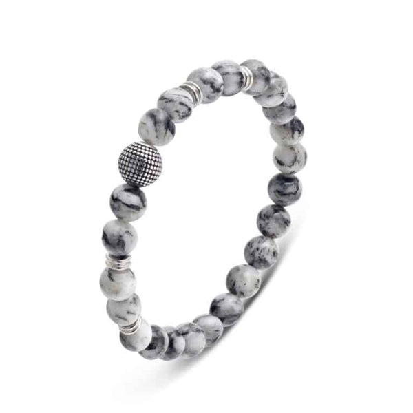 Jasper and Stainless Steel Beads Bracelet