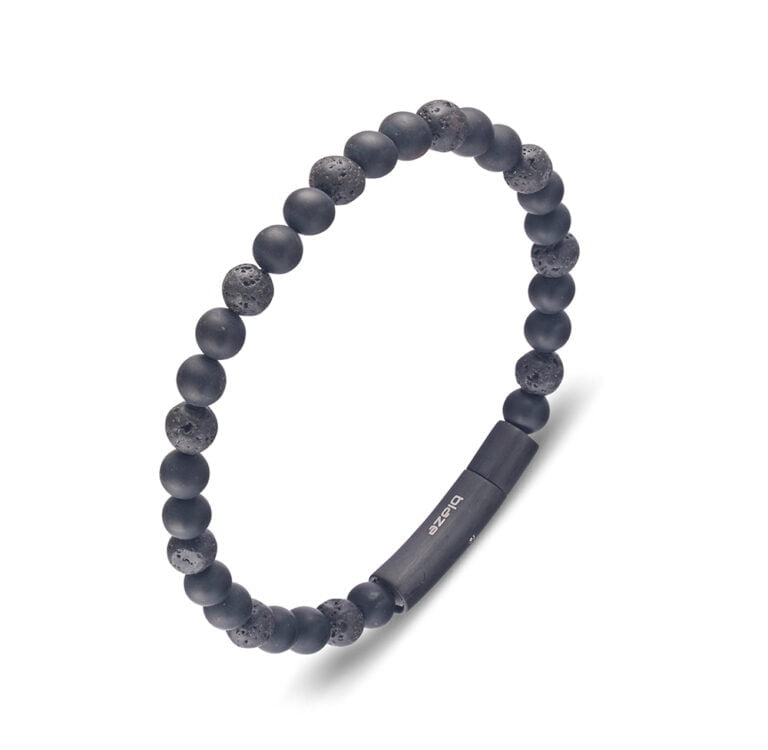 Blaze Lava Stone and Onyx Beaded Bracelet