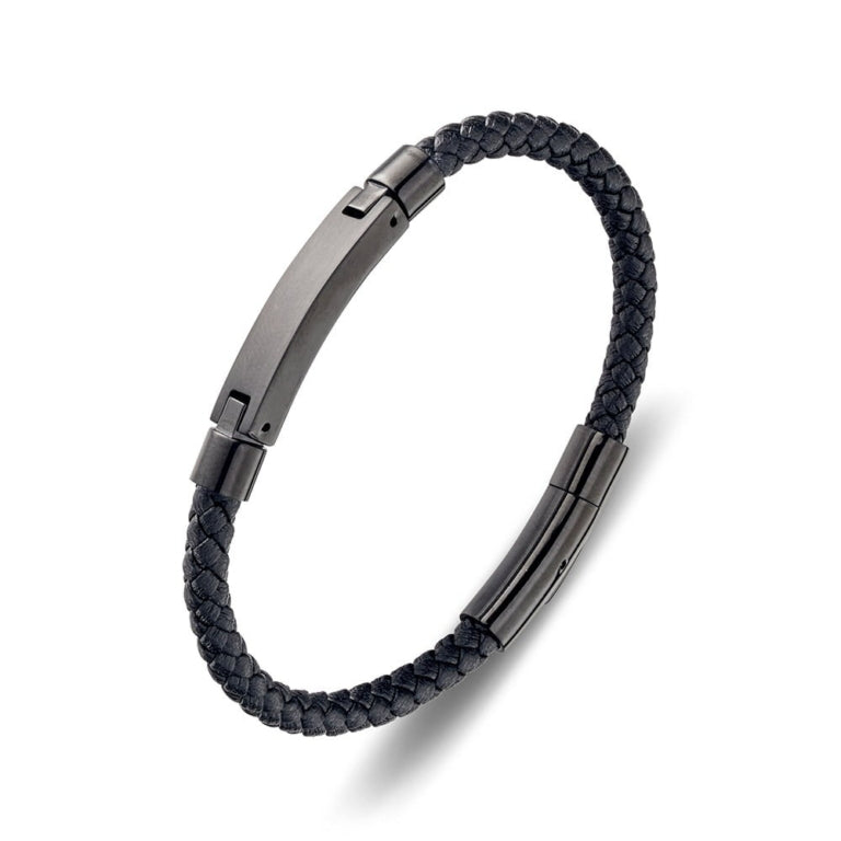 Leather ID Bracelet Black