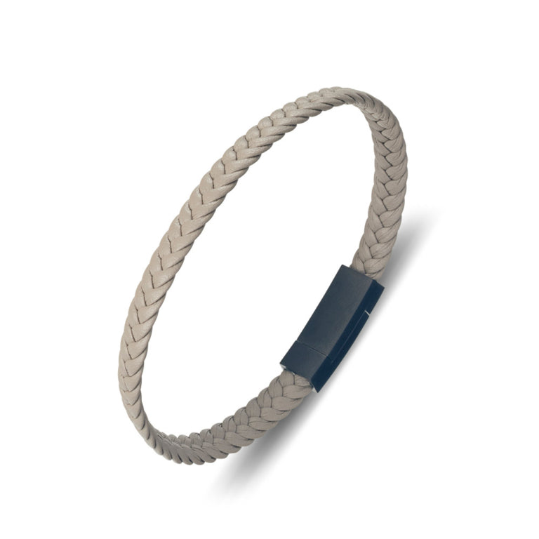 Grey Leather Braid Bracelet