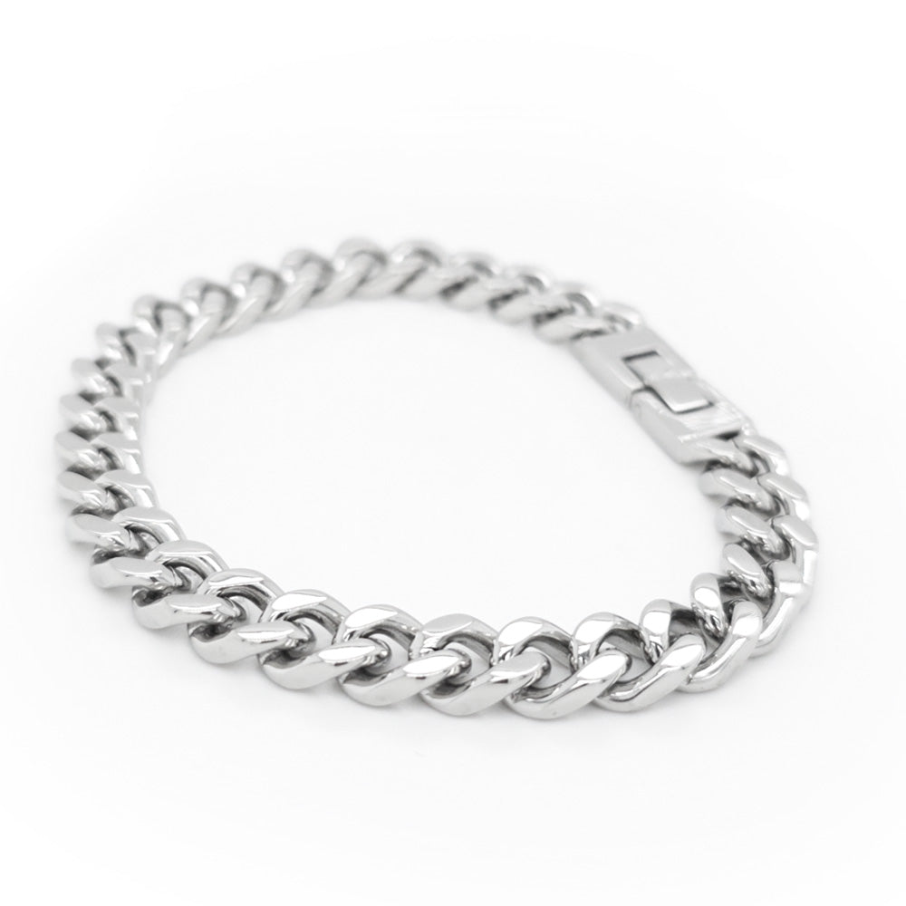 Stainless Steel 8 mm Wide Cuban Link Bracelet