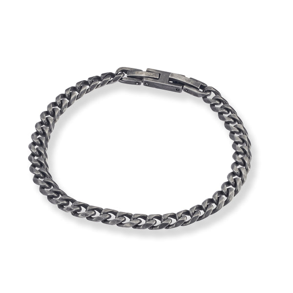 Adjustable Stainless Steel Cuban Link Bracelet Aged Finish