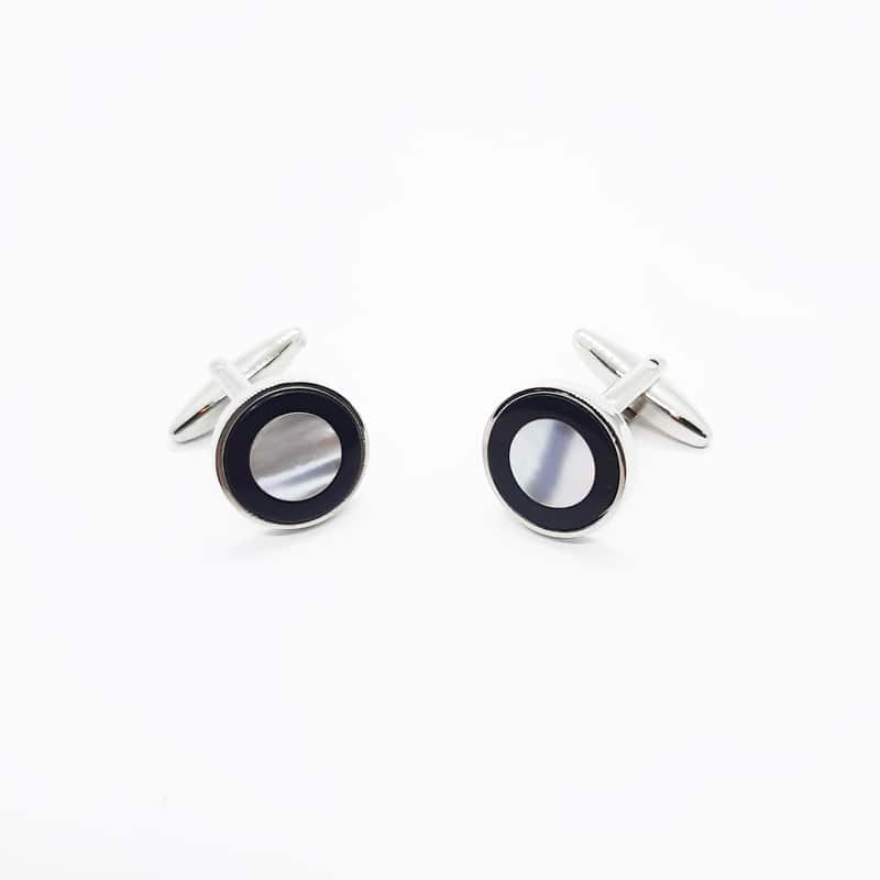Round Black Onyx and MOP Cufflinks