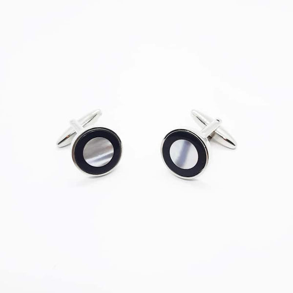 Round Black Onyx and MOP Cufflinks