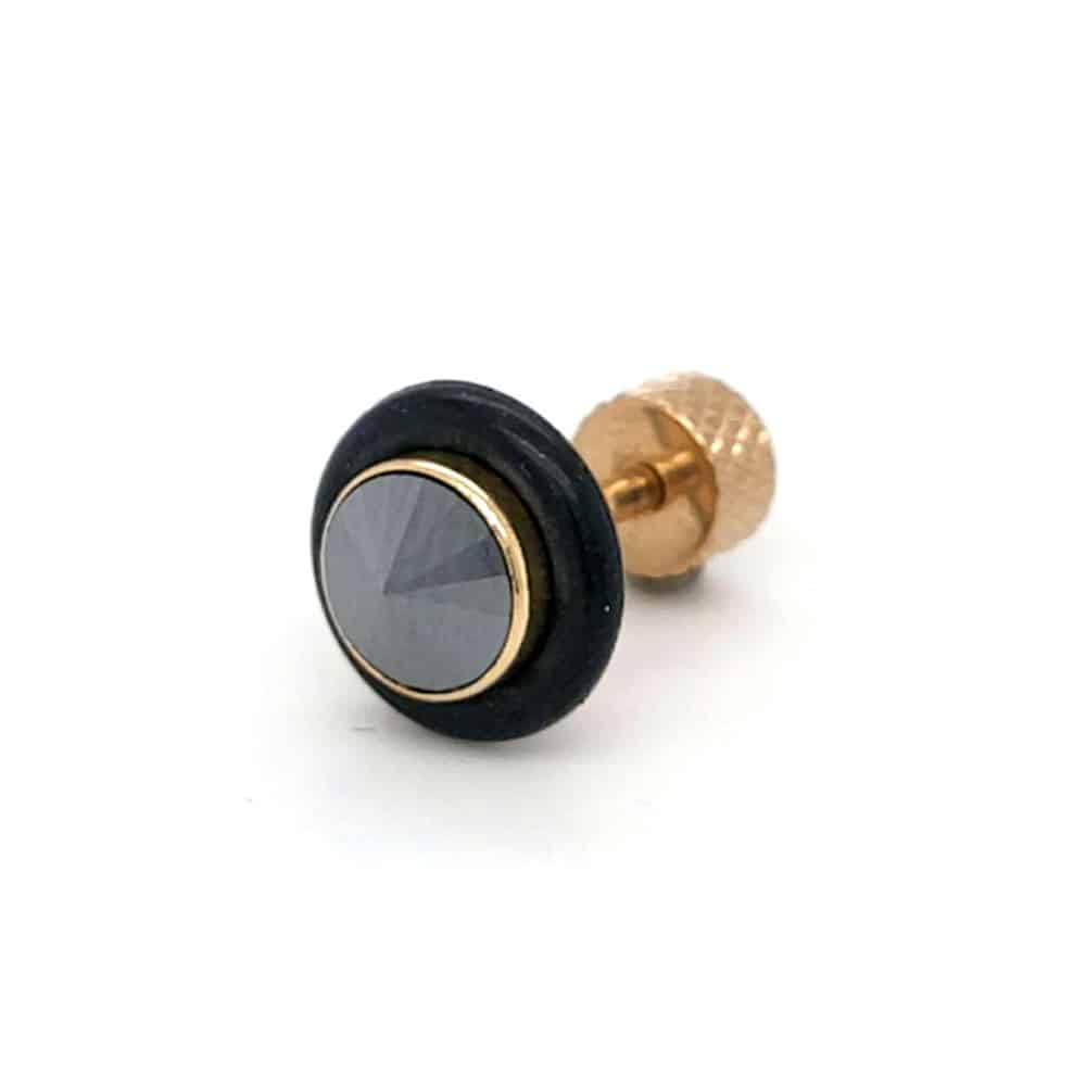 Stainless Steel Rubber Ring Crystal Earring