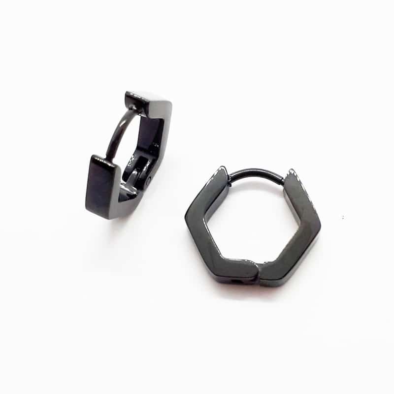 Stainless Steel Hexagon Hinge Style Single Earring
