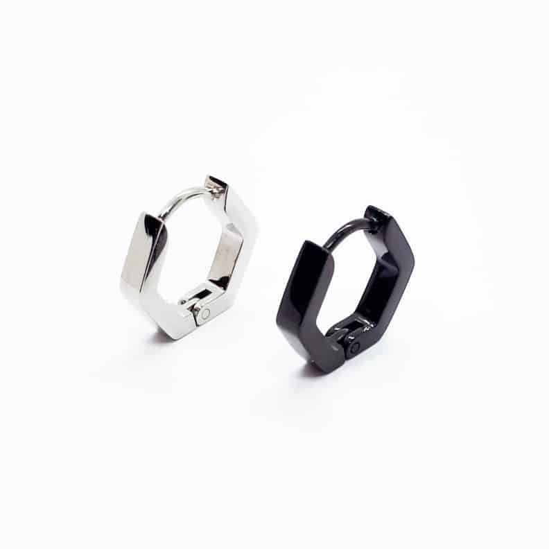 Stainless Steel Hexagon Hinge Style Single Earring