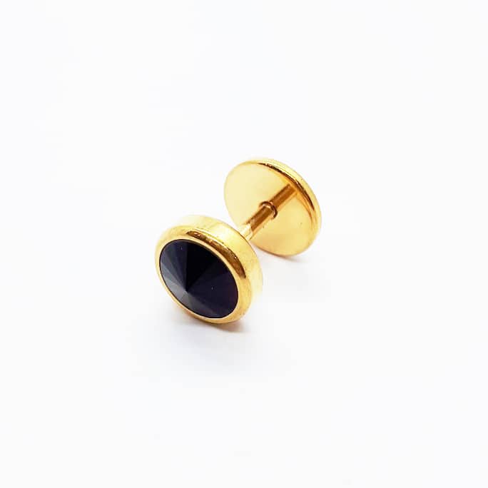 Stainless Steel Black Crystal Single Earring