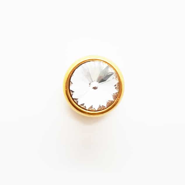 Stainless Steel Crystal Single Earring Yellow Gold