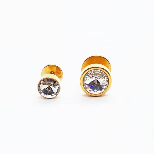 Stainless Steel Crystal Single Earring Yellow Gold