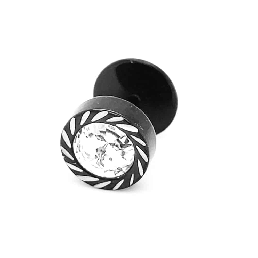 Stainless Steel Crystal Engraved Earring