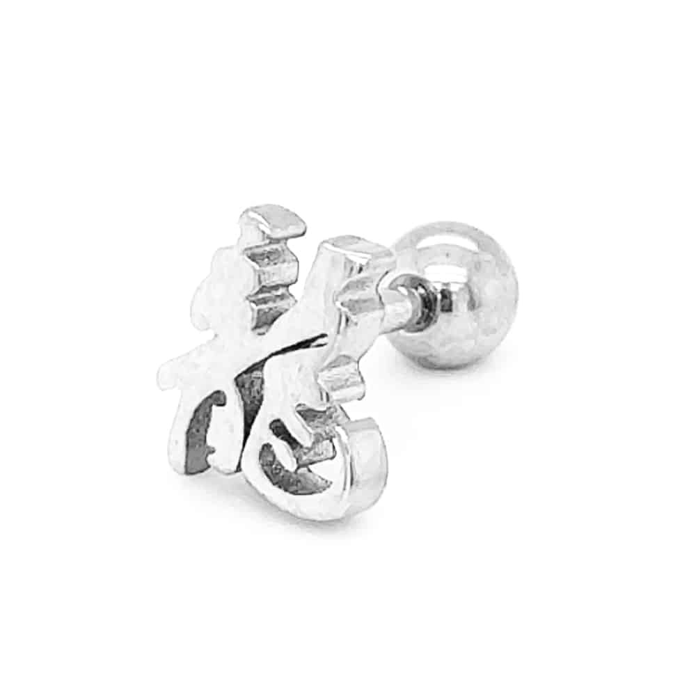 Stainless Steel Single Letter Dragon '龍' Earring