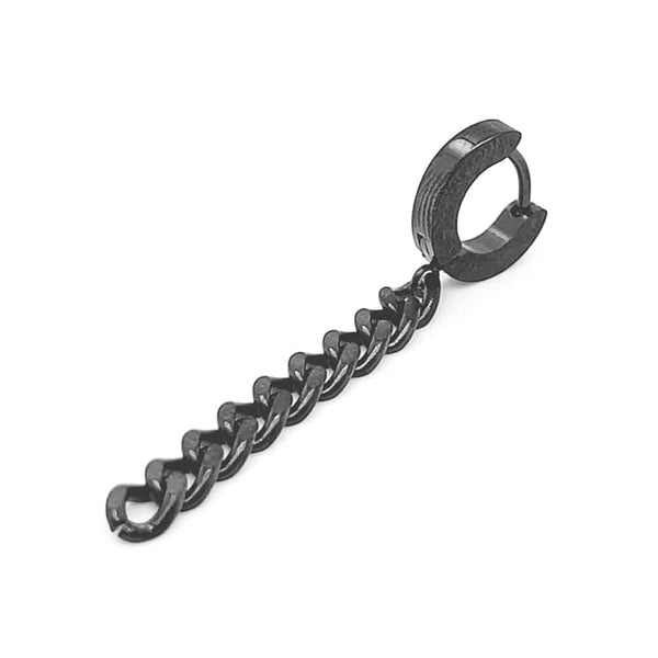 Black Stainless Steel Single Drop Chain Earring