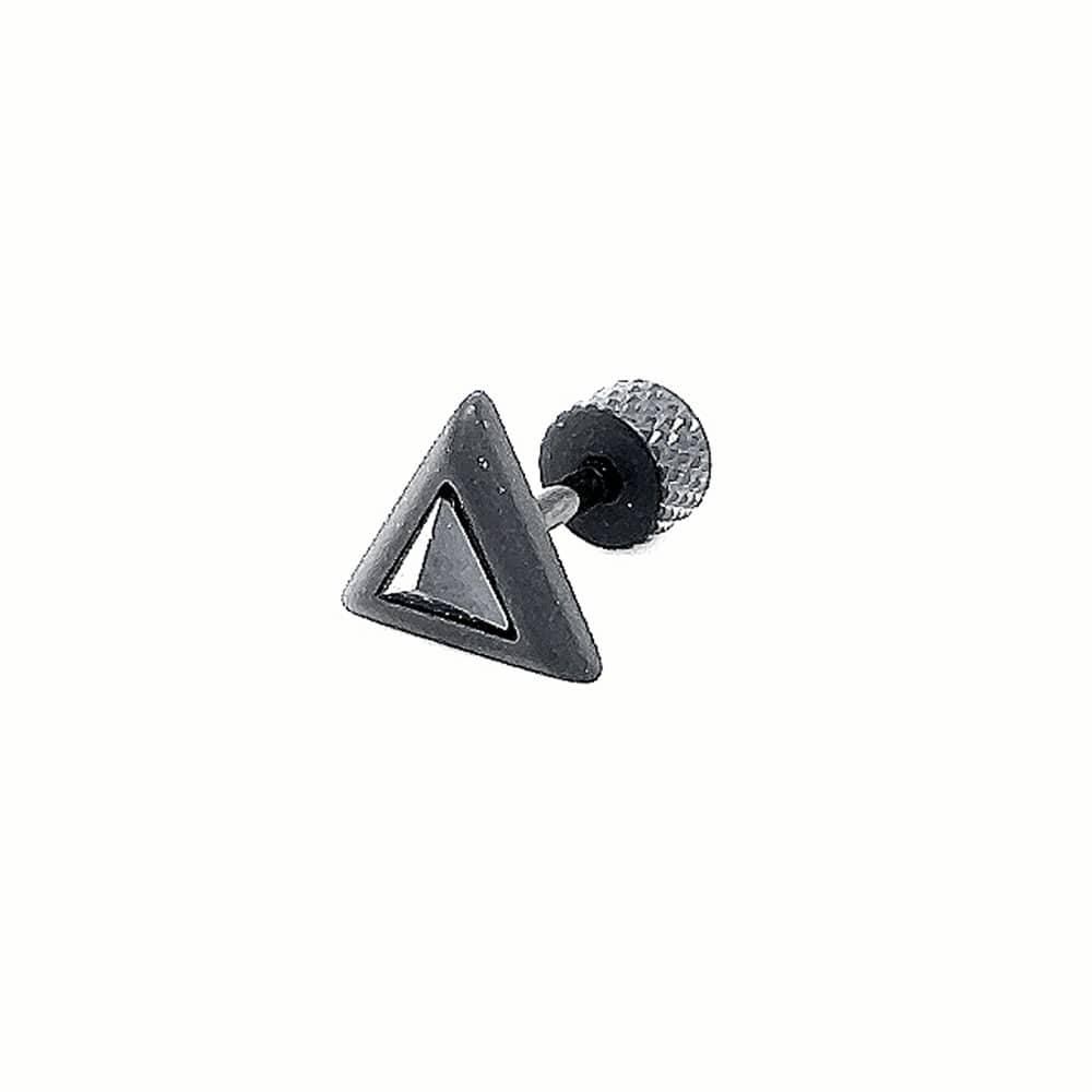 Stainless Steel Triangle Crystal Earring Black