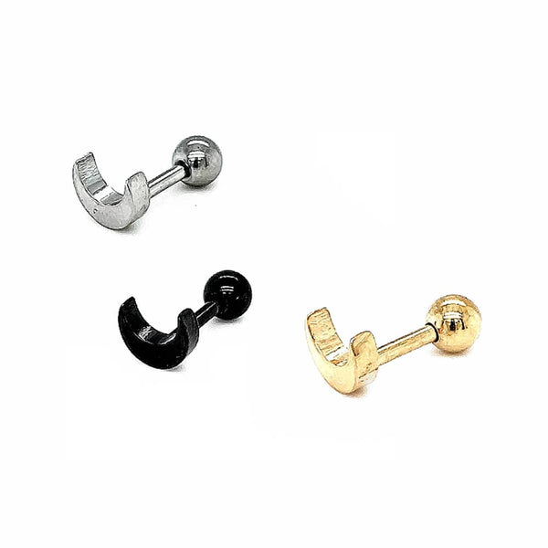 Stainless Steel Crescent Moon Stud Earring