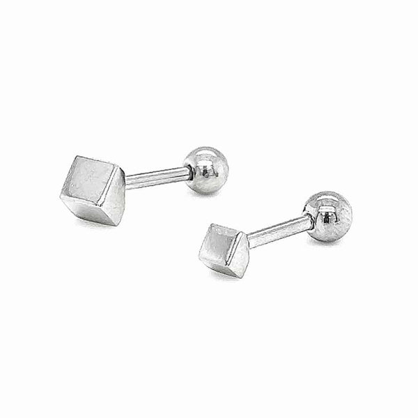 Stainless Steel Cube Stud Earring