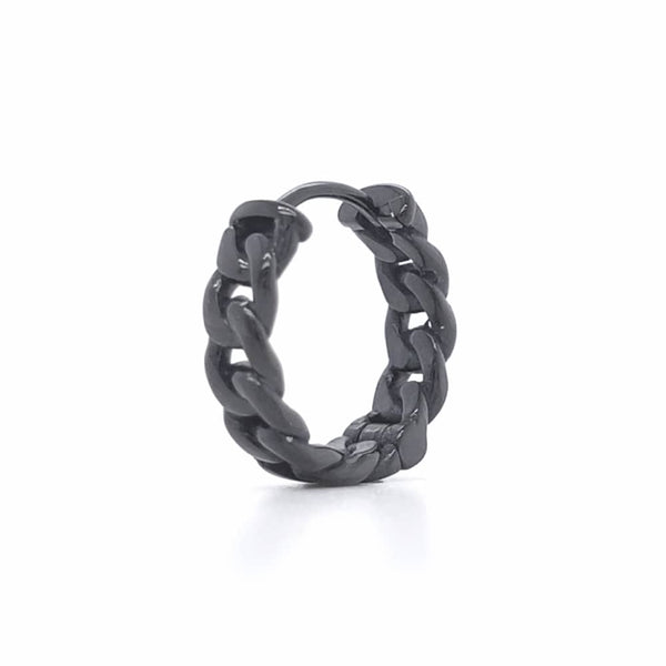 Stainless Steel Cuban Chain Single Earring Black